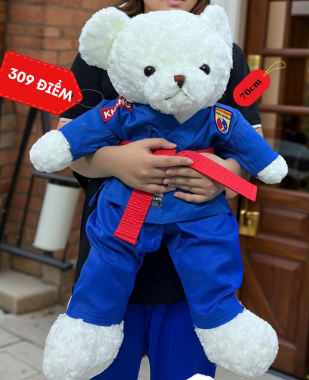 Gấu Bông Siêu To Vovinam mặc võ phục cao 70cm Lưu niệm Ailaikit