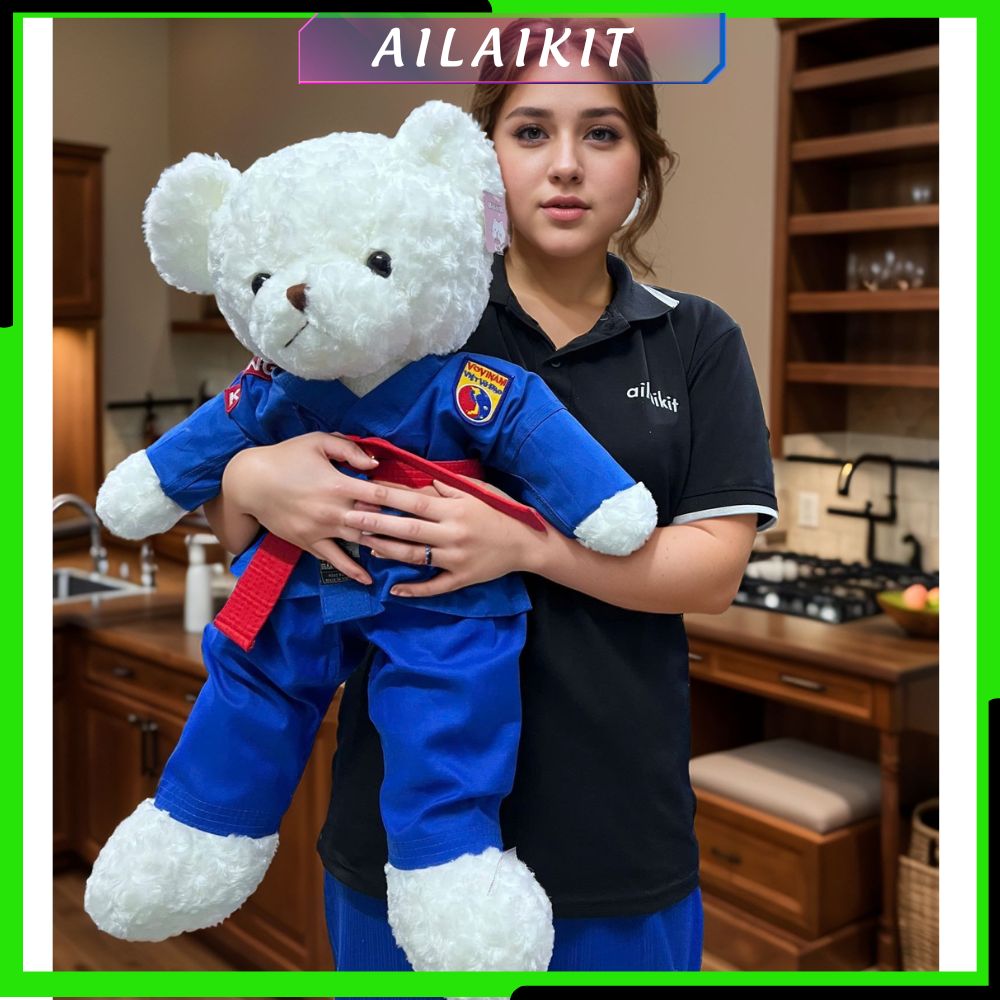 Gấu Bông Siêu To Vovinam mặc võ phục cao 70cm Lưu niệm Ailaikit